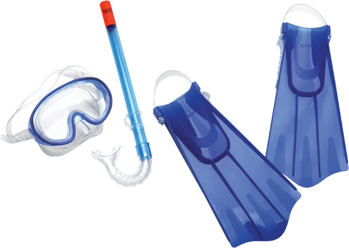 Speedo Kids Aqua Quest Mask Snorkel Fin Set Blue Oceans v:6682715