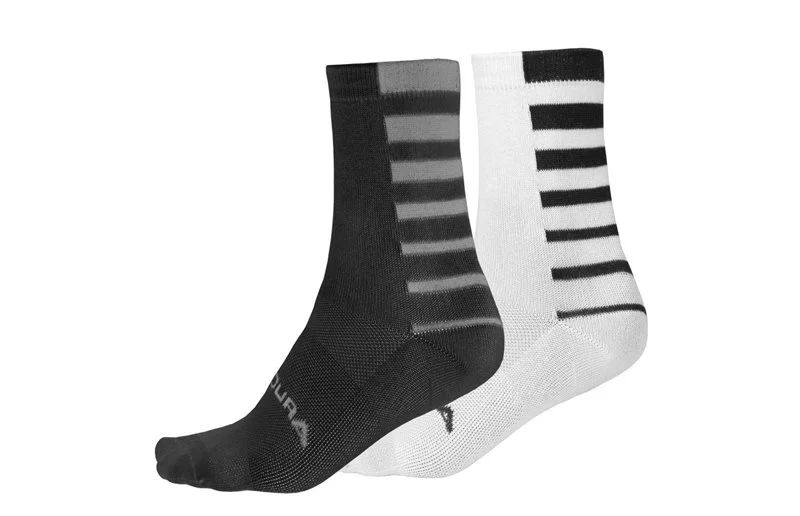Endura Sykkelstrømper Coolmax Stripe Socks 2-Pack Svart v:1538886