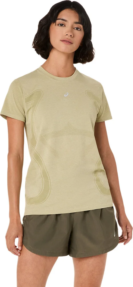Asics Women’s Road Seamless Short Sleeve Top Khaki/Cream v:4553922 Asics Women’s Road Seamless Short Sleeve Top Khaki/Cream v:4553922