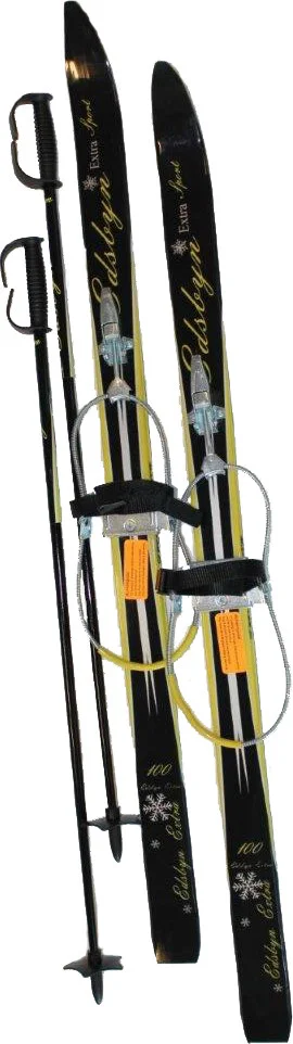 Edsbyn Kids' Ski Set with Cable Binding+Poles Black/yellow v:7620648