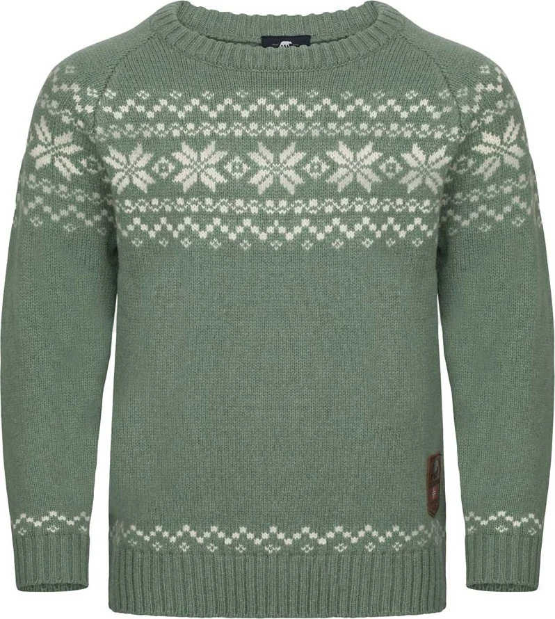 Gridarmor Kids’ Snøkrystall Round Neck Ullgenser Green/white v:5645063 Gridarmor Kids’ Snøkrystall Round Neck Ullgenser Green/white v:5645063