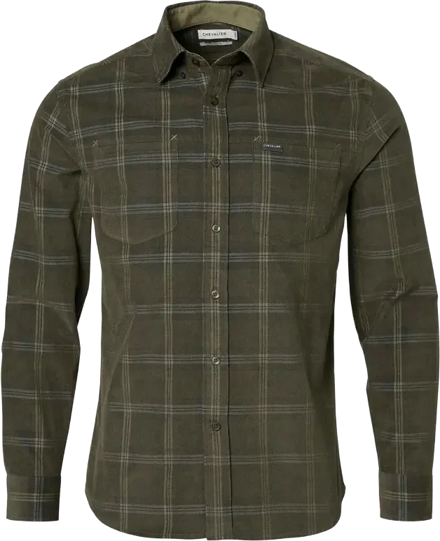Chevalier Men's Walton Light Cord Shirt Hunter Green Checked v:5843502