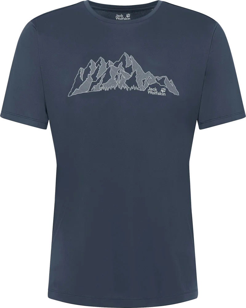 Jack Wolfskin Men’s Peak Graphic T New Mountain Midnight Sky v:8038268 Jack Wolfskin Men’s Peak Graphic T New Mountain Midnight Sky v:8038268