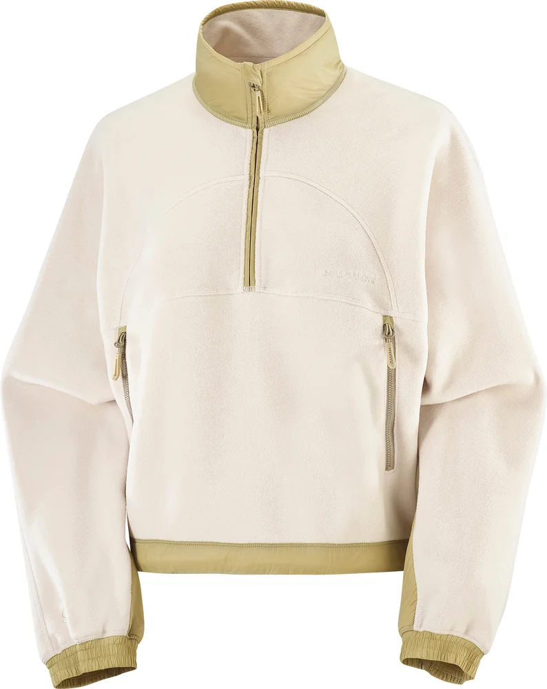 Salomon Women's Chroma Fleece Crop Half Zip Whisper White/Gray Green v:1283700