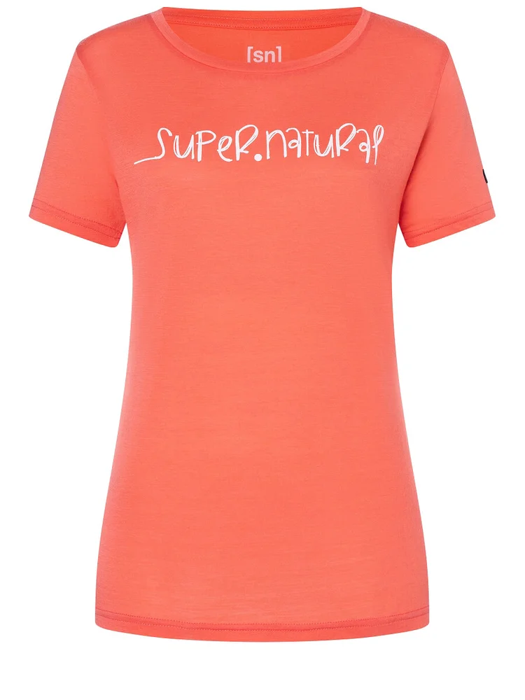 super.natural Women’s Signature Tee Living Coral/Fresh White v:3776161 super.natural Women’s Signature Tee Living Coral/Fresh White v:3776161