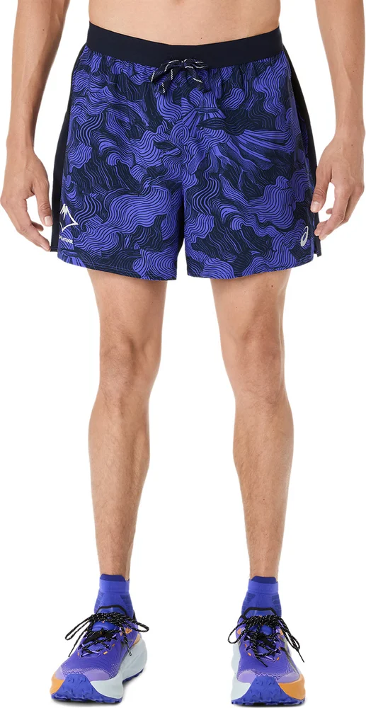 Asics Men's Fujitrail All Over Print 5in Shorts Midnight/Cobalt Burst/Cream v:9835421