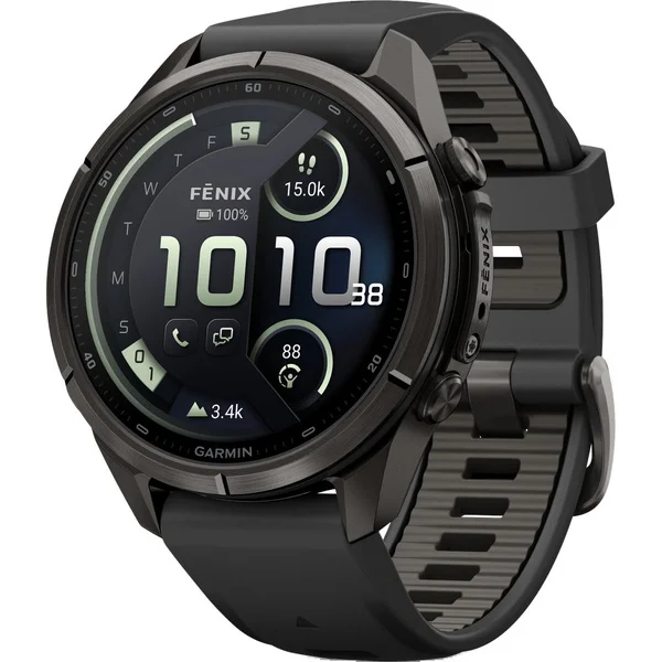 Fenix 9 Pro Inreach 43Mm Dlc Smartwatch Carbon Gray Dlc Titanium With Black/Pebble Gray Silicone Band v:1745669