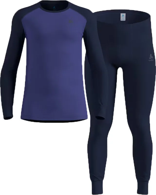 Odlo Men's Odlo Active Warm Base Layer Set Dark Sapphire - Skipper Blue v:9692257