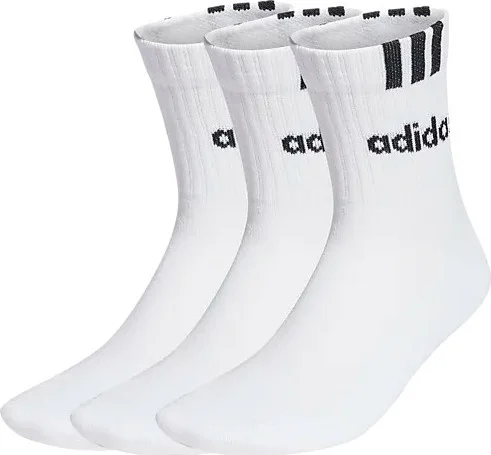 Adidas 3-Stripes Linear Half-Crew Cushioned Socks 3 Pairs White/black v:7242702