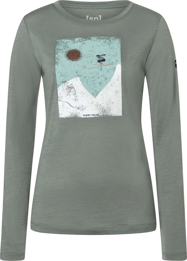 super.natural Women´s Ski Jump Long Sleeve Eucalyptus/various v:3420928 super.natural Women´s Ski Jump Long Sleeve Eucalyptus/various v:3420928