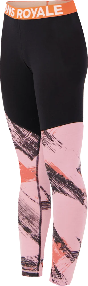 Mons Royale Women´s Cascade Merino Base Layer Legging Paintbrush Pink/black v:3065653