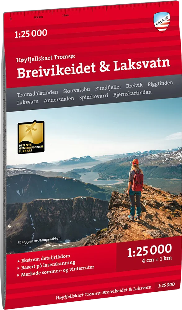 Calazo förlag Høyfjellskart Tromsø: Breivikeidet Laksvatn 1:25.000 NoColour v:5132532 Calazo förlag Høyfjellskart Tromsø: Breivikeidet Laksvatn 1:25.000 NoColour v:5132532