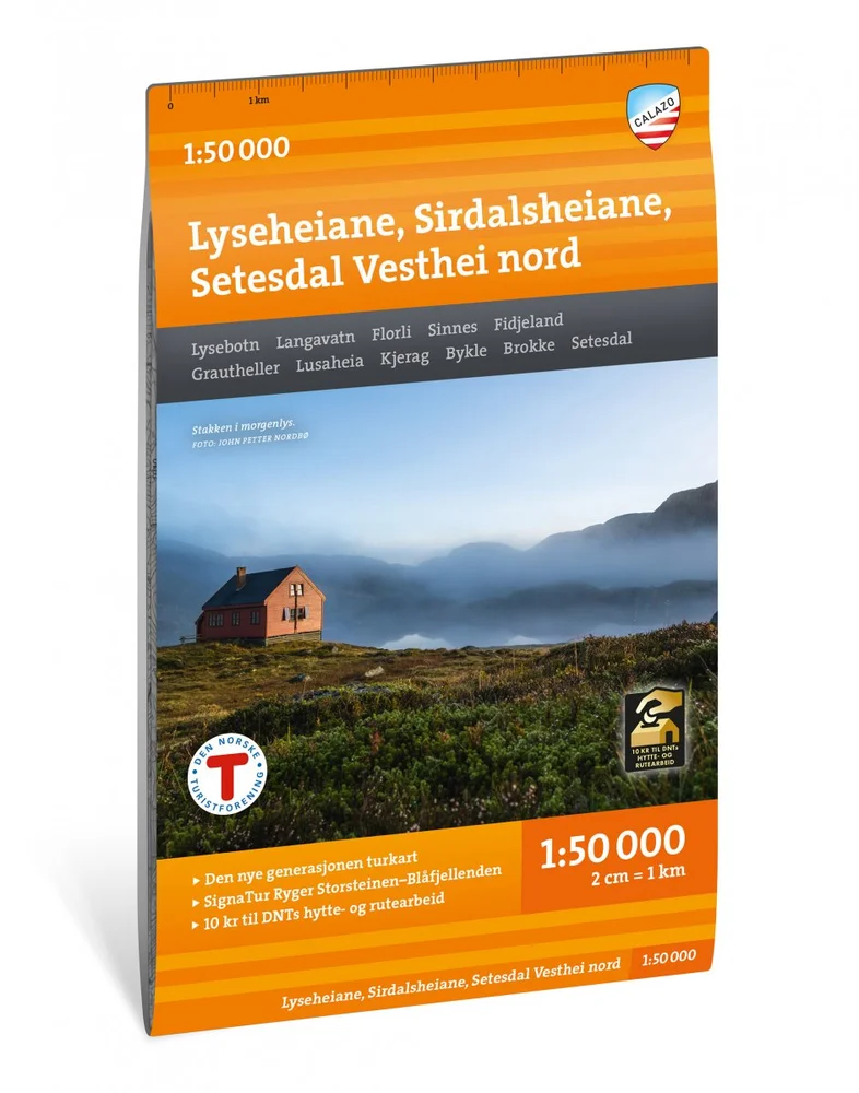 Calazo förlag Lyseheiane, Sirdalsheiane & Setesdal Vesthei Nord 1:50 000 Hiking map v:2329742