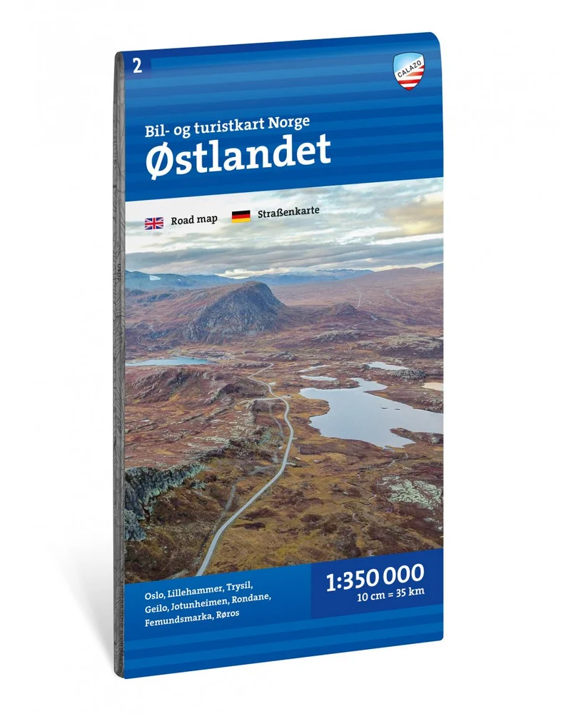 Calazo förlag Østlandet 1:350 000 Road map v:5292827