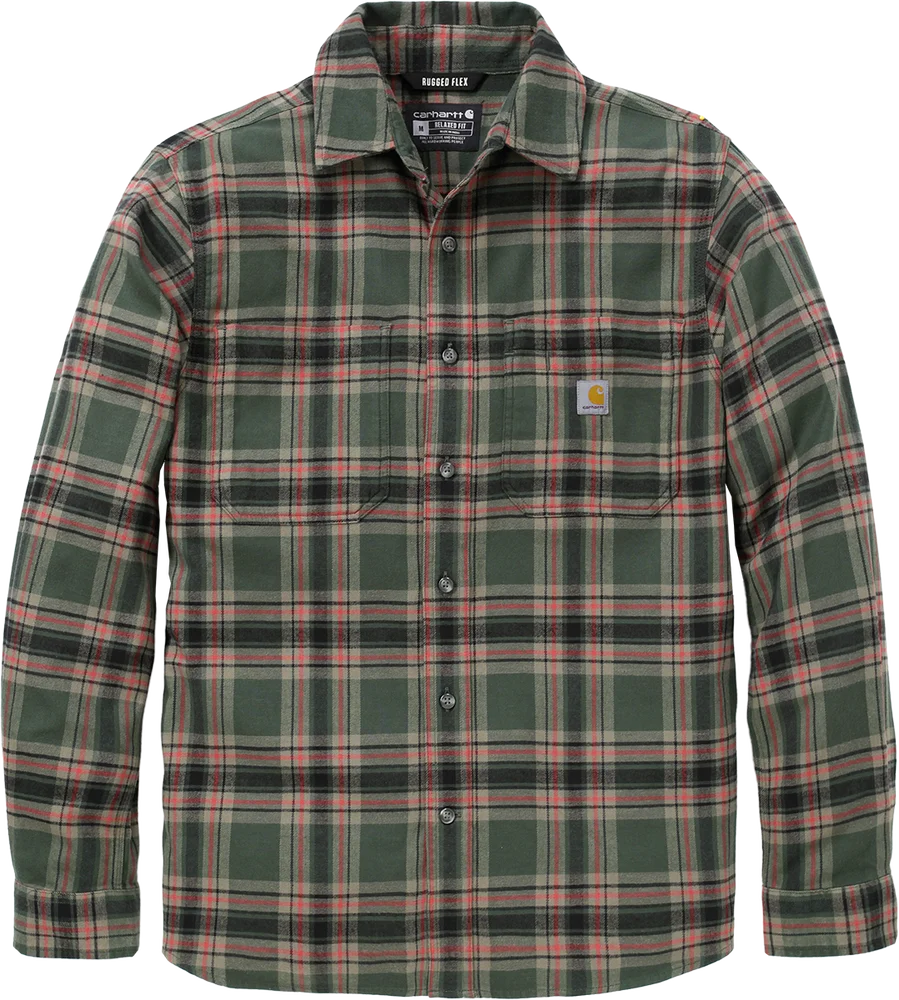 Carhartt Men's Hamilton Relaxed Ls Plaid Shirt Forestry Green/amber Terrain v:7497738