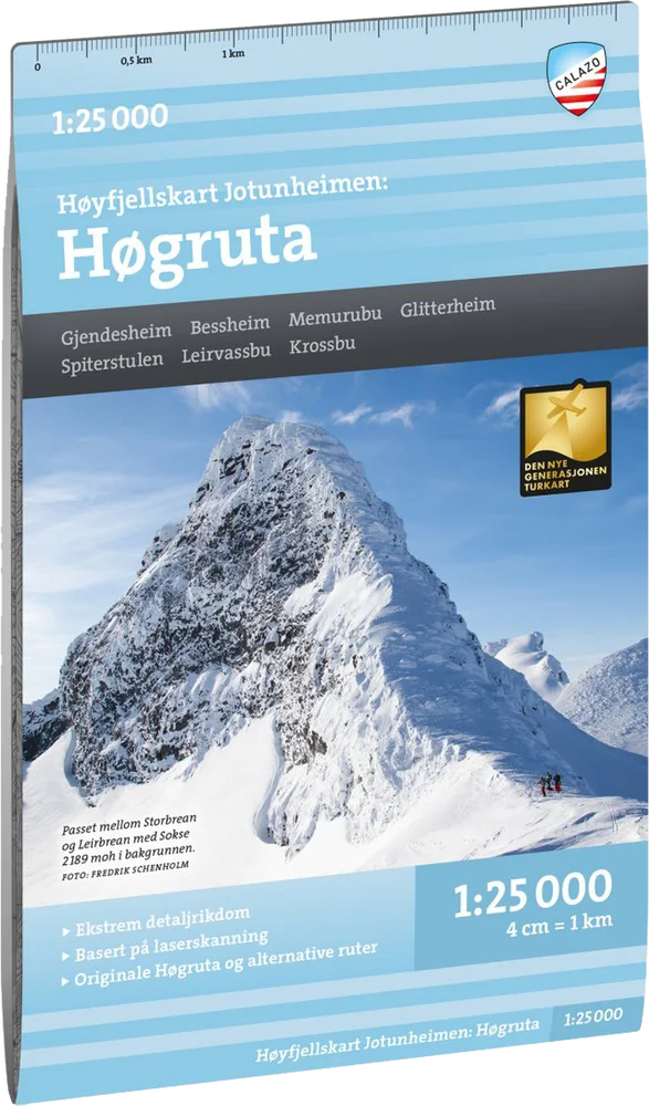 Calazo förlag Høgruta 1:25 000 Alpine map v:2014171