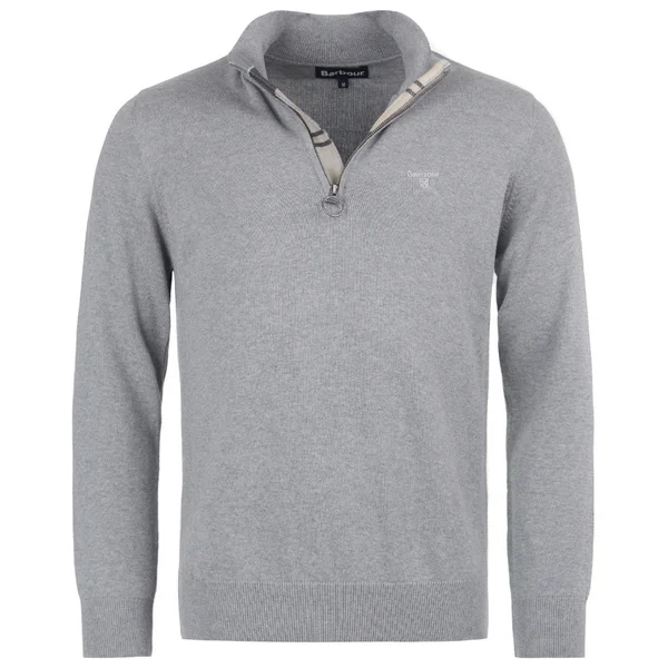Cotton Half Zip Knit Grey Marl v:6543018
