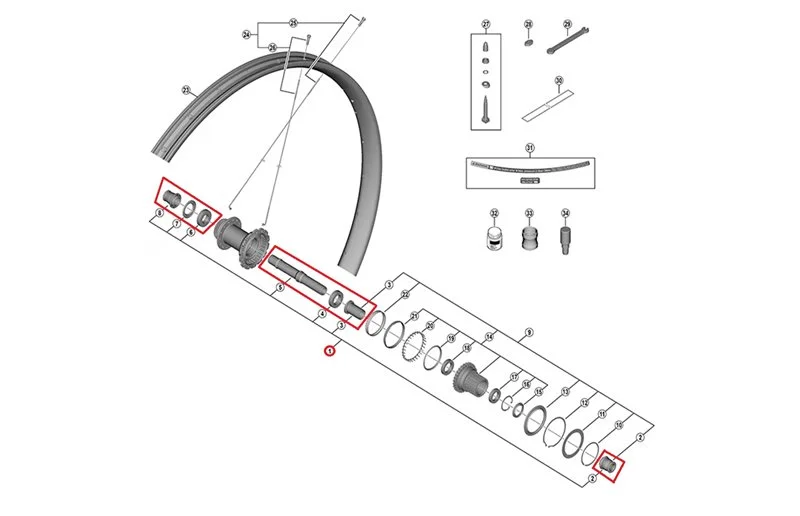 Navaksel Shimano XTR Complete WH-M9220 Bak v:5729185