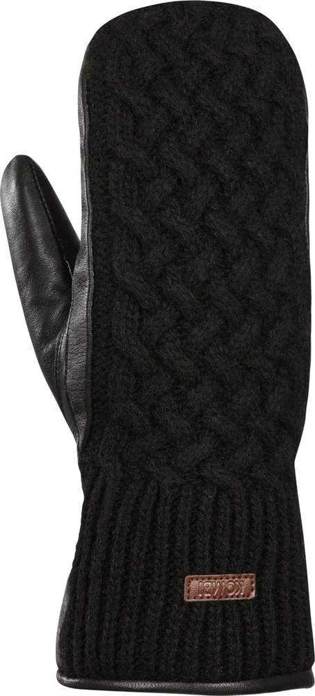 Kombi Women's Ariana Leather and Knit Mittens Black v:5439355