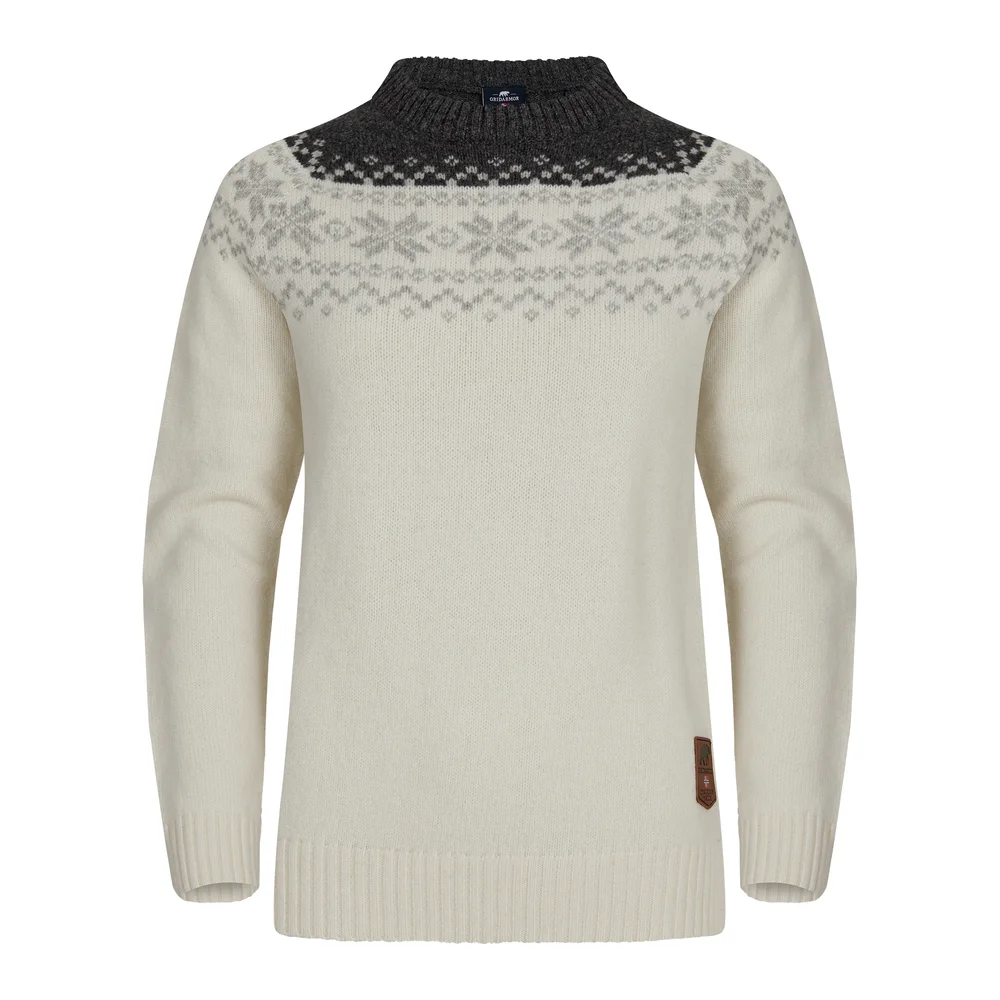 Gridarmor Women’s Snøkrystall Round Neck Ullgenser White/Dark Grey/Light Grey v:2487944