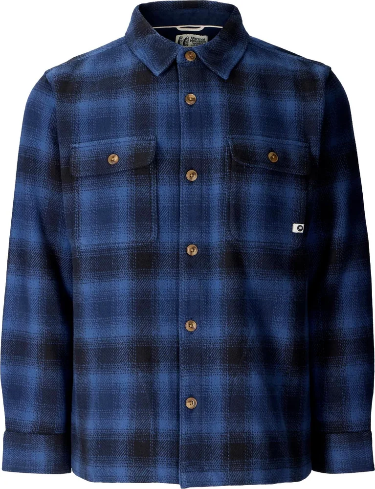 Marmot Men's Pinecrest Heavyweight Flannel Overshirt Nightfall Navy Shadow Plaid v:3180428