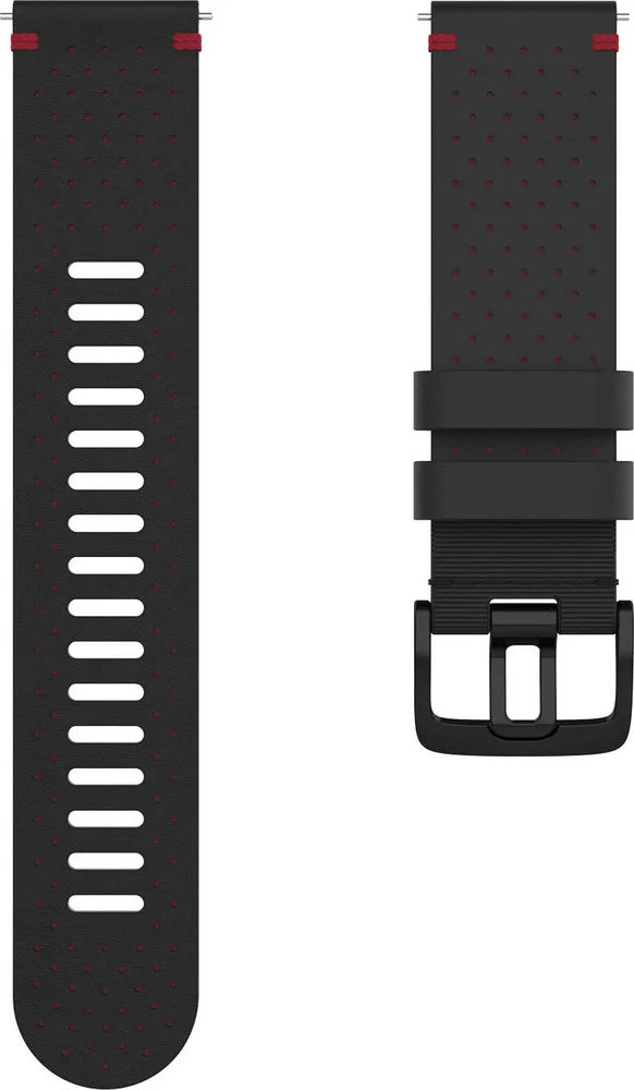 Polar Perforated Leather Wristband 22 Mm Black/Red v:9986261