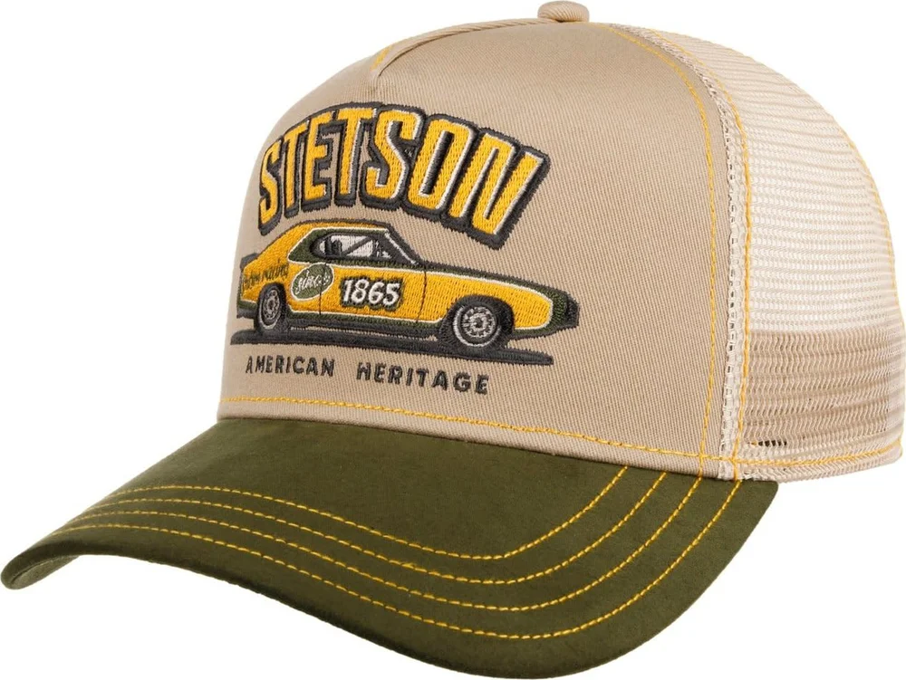 Stetson Muscle Car Heritage Trucker Cap Beige/Green v:8385655