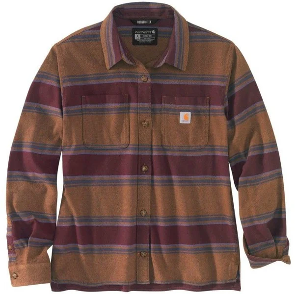 Carhartt W’s Rugged Flex Flannel Chocolate Brown Stripe v:5697282