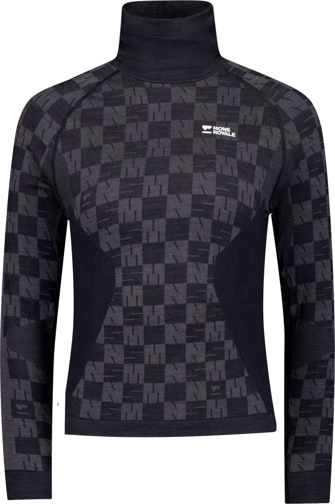 Mons Royale Women´s Ascender Mock Neck Long Sleeve Forged Iron/black v:5998856