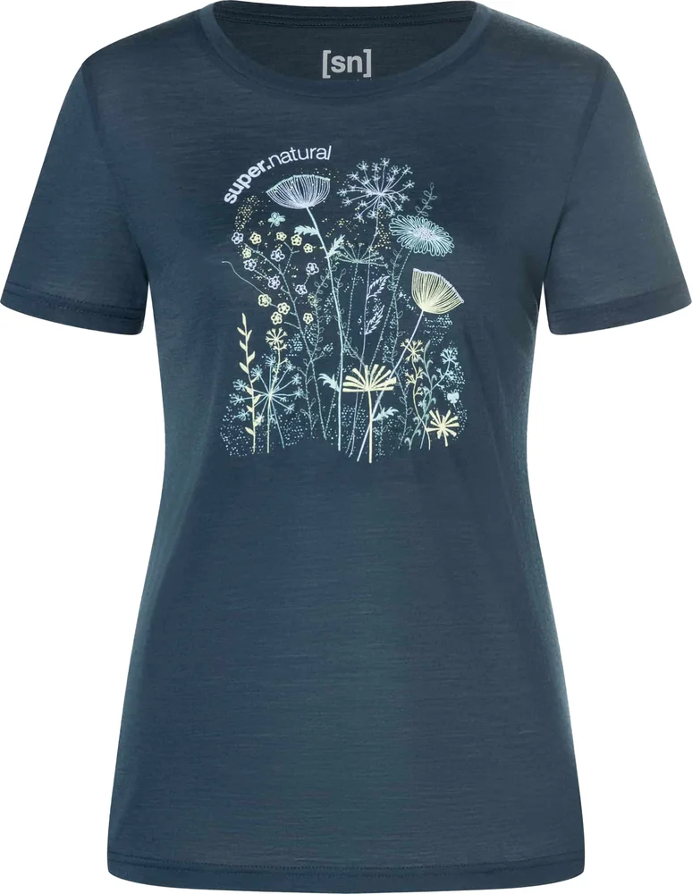 super.natural Women’s Rock Flowers Tee Blueberry/various v:5032961 super.natural Women’s Rock Flowers Tee Blueberry/various v:5032961