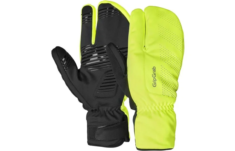 Sykkelhansker GripGrab RIDE Windproof Deep Winter Lobster Gloves Yellow Hi-Vis v:4183028