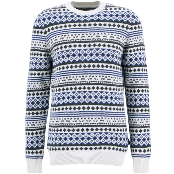 M's Easdale Fair Isle Crew Neck Sweater Whisper White v:3049654