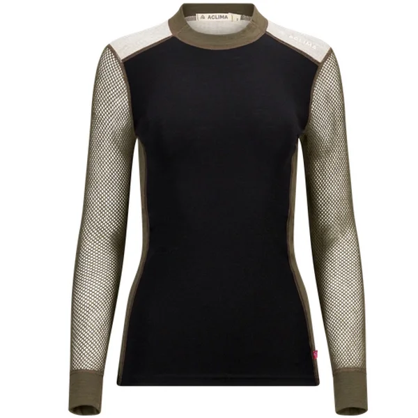W's Woolnet Hybrid Crewneck Jet Black/Tarmac/Beige Melange v:8650289