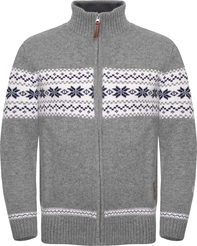 Gridarmor Men's Snøstjerne Full Zip Ullgenser Mid Grey Melange v:3624432