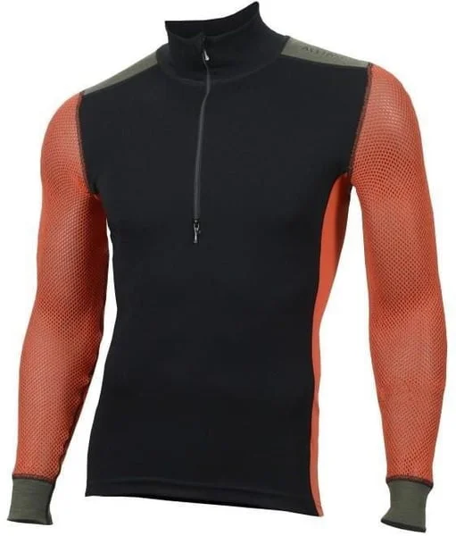 Aclima M's WoolNet Hybrid Mockneck Jet Black/Poinciana/Capulet Olive v:7978362
