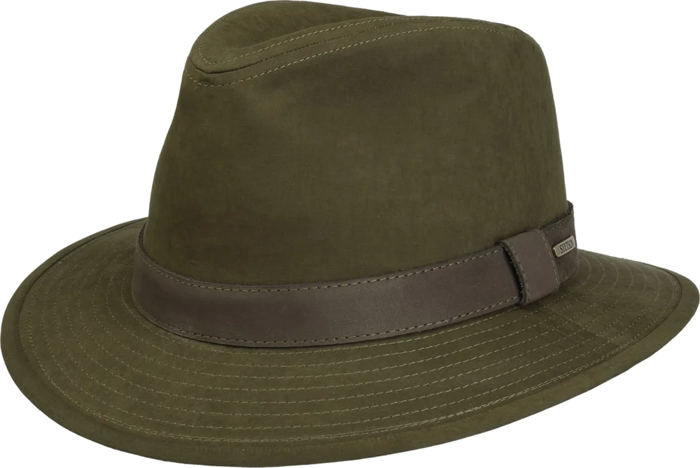 Stetson Waxed Traveller Cloth Hat Olive v:3702212 Stetson Waxed Traveller Cloth Hat Olive v:3702212