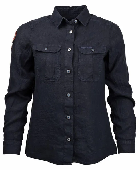 Safari Linen Shirt G. Dyed Womens Faded Navy v:7974499 Safari Linen Shirt G. Dyed Womens Faded Navy v:7974499