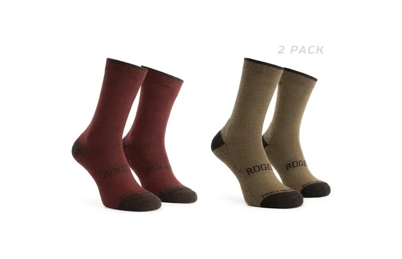 Sykkelsokker Rogelli Wool Wintersocks 2-Pack Bordeaux/Brown v:2877223
