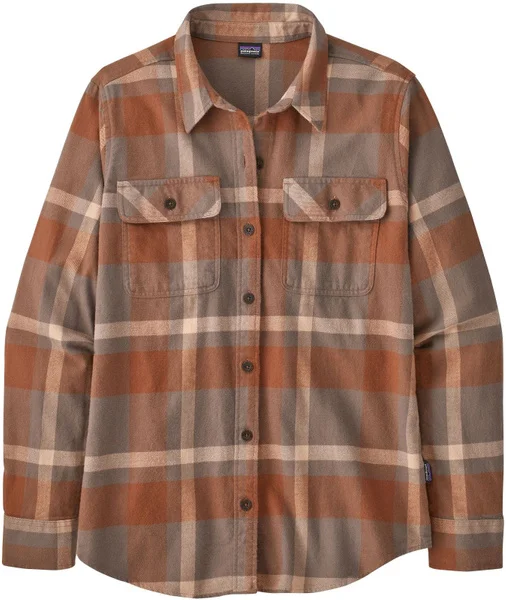 W's L/S Organic Cotton Midweight Fjord Flannel Shirt Comstock Dusky Brown v:3277111