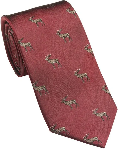 Stag Deer Silk Tie Vintage Red v:5915373 Stag Deer Silk Tie Vintage Red v:5915373