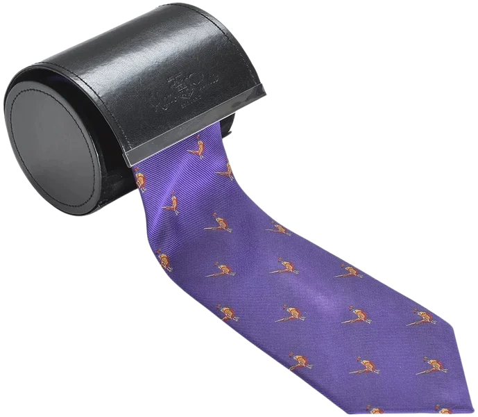 Ripon Silk Tie Standing Pheasant Purple v:5149595 Ripon Silk Tie Standing Pheasant Purple v:5149595