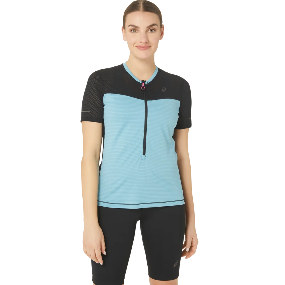 Asics Women's Fujitrail Short Sleeve Top Performance Black/Gris Blue v:9044273