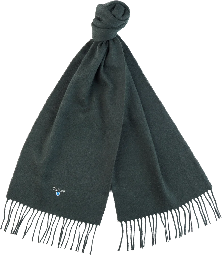 Barbour Unisex Plain Lambswool Scarf Forest Green v:4175644