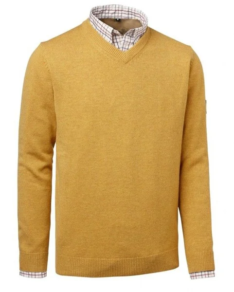 Gary Lambswool Pullover w Patches Yellow v:2938692