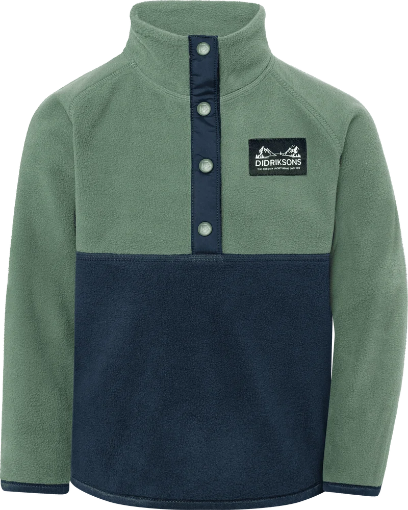 Didriksons Kids' Monte Half Button Dark Moss v:2007003