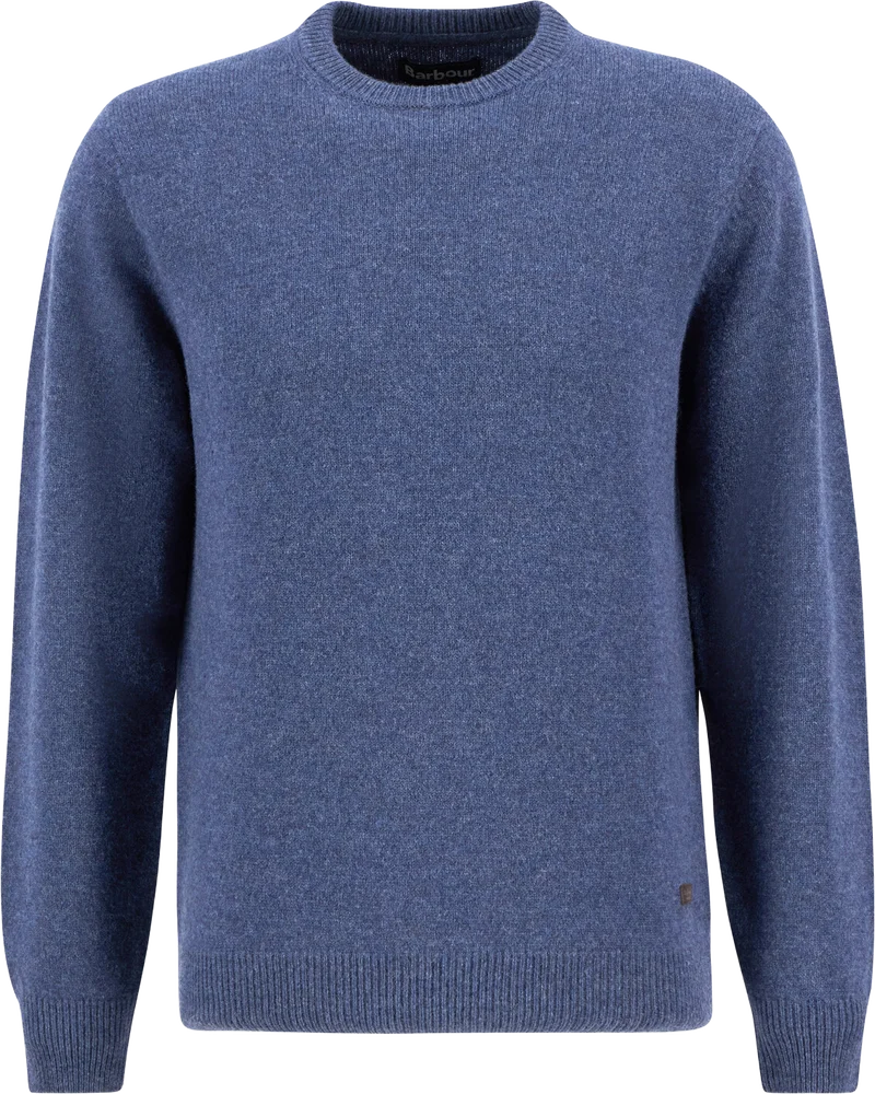 Barbour Men's Ess Patch Crew Washed Stone/Bleached Pin-S Dark Indigo v:1006558