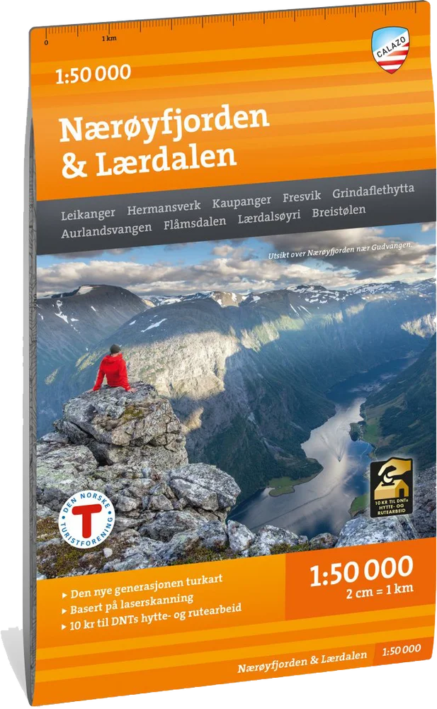 Calazo förlag Nærøyfjorden & Lærdalen 1:50 000 Hiking map v:7656237