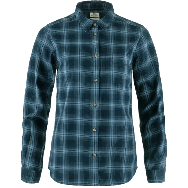 Övik Flannel Shirt W Dark Navy-Indigo Blue v:9217980