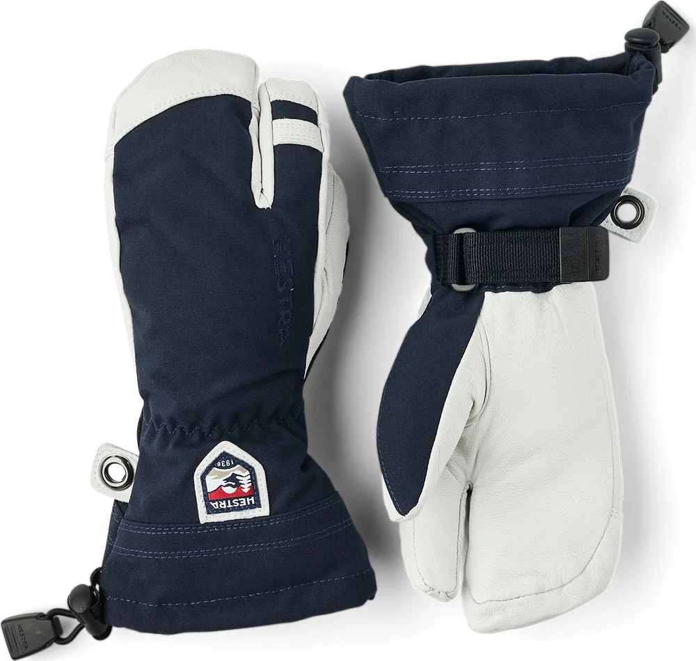 Hestra Juniors’ Army Leather Heli Ski 3-Finger Navy v:2814176 Hestra Juniors’ Army Leather Heli Ski 3-Finger Navy v:2814176