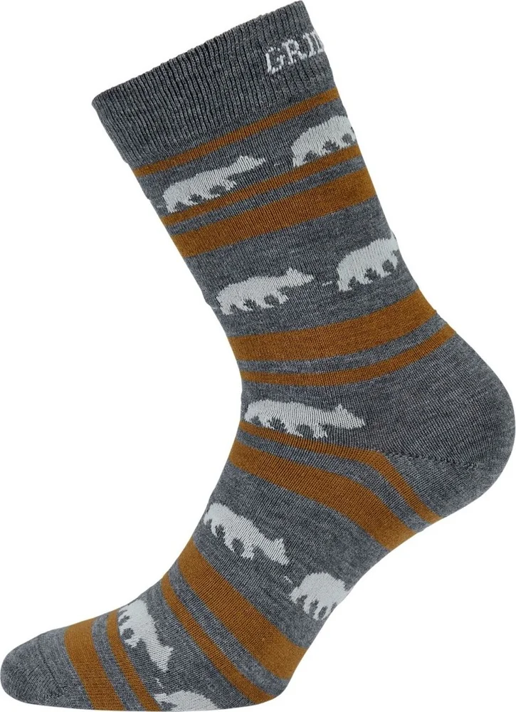 Gridarmor Striped Bear Merino Socks Grey/Beige/White v:2699556